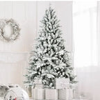 PVC PE Flocking Hinged Artificial Christmas Tree 5'