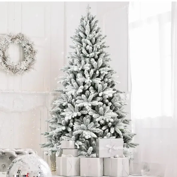 PVC PE Flocking Hinged Artificial Christmas Tree 5'
