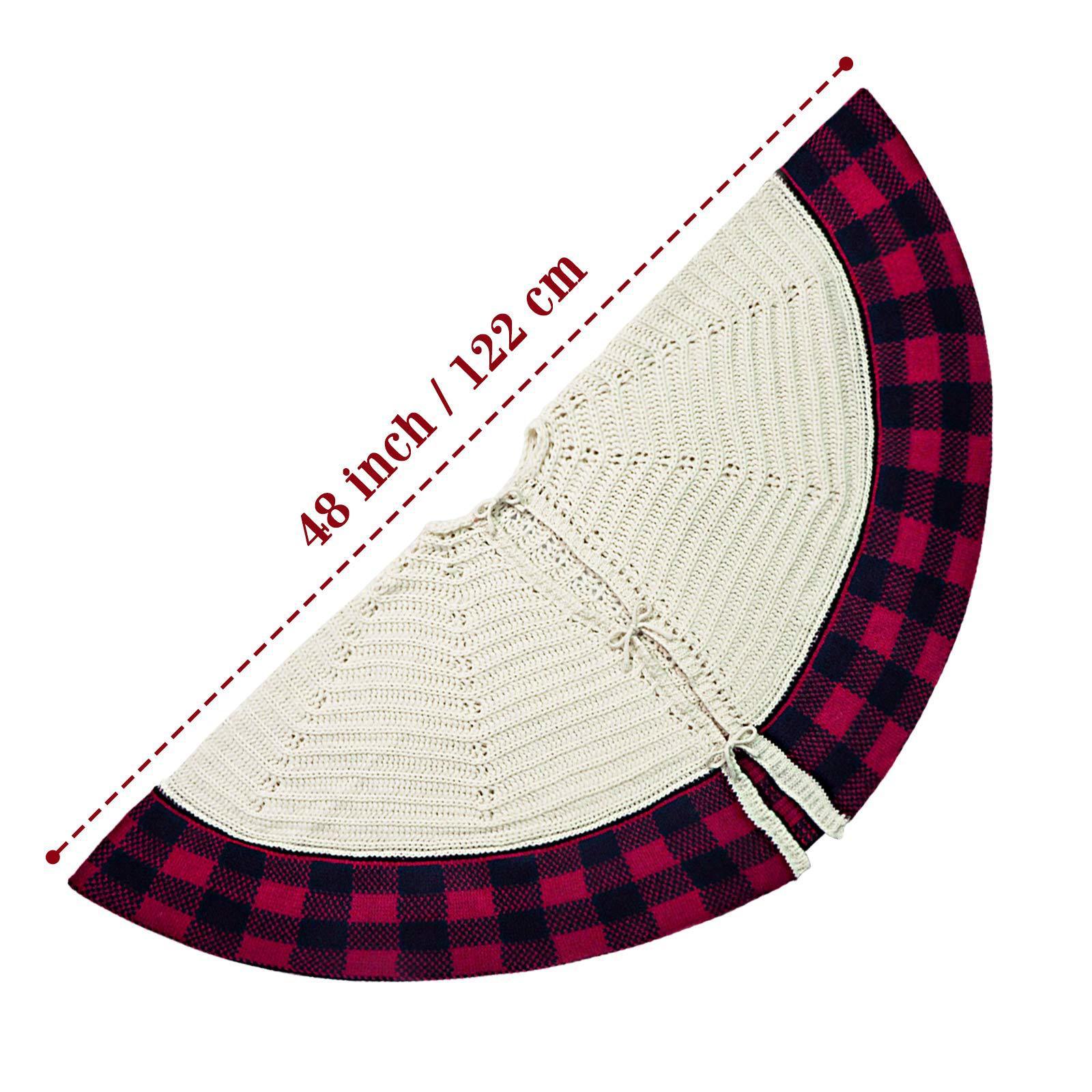 Knitted Christmas Tree Skirt - Ivory White 122cm Decorative Holiday Base Cover