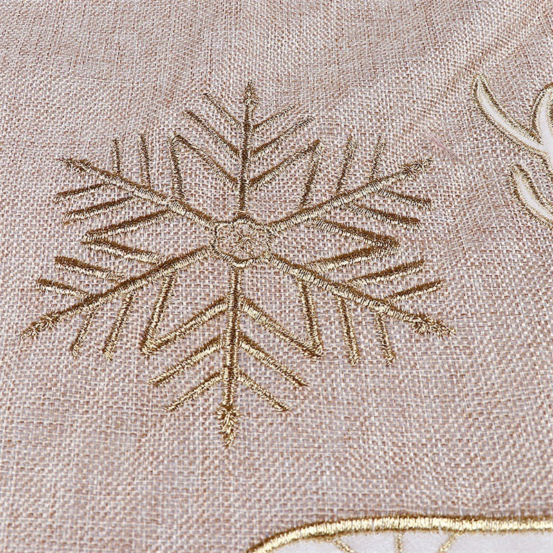 Christmas Tree Skirt - Gold White Linen 48 Inch
