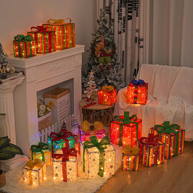 Lighted Up Outdoor Christmas Decorations Gift Box