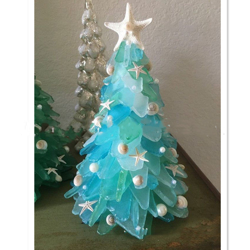 DIY Christmas Decoration Blue Christmas Tree Glass Unique Decoration