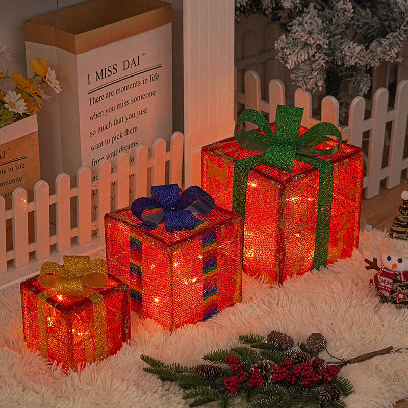 Lighted Up Outdoor Christmas Decorations Gift Box