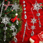 10pcs Christmas Tree Hanging Pendants Acrylic Ice Strip Snow
