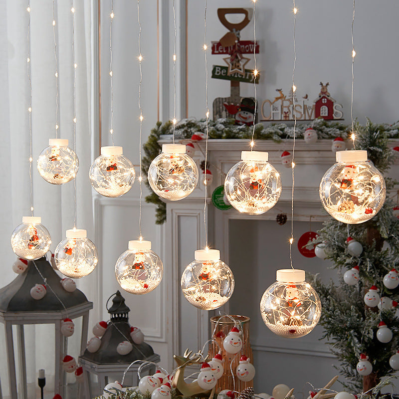 10-Piece LED Wishing Ball Christmas Curtain Lights