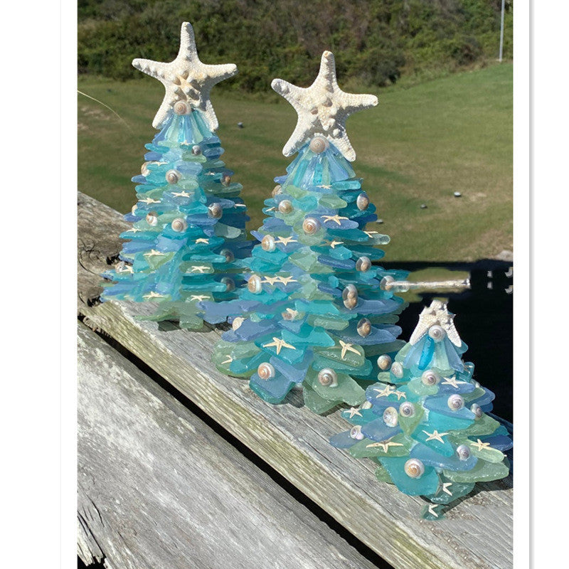 DIY Christmas Decoration Blue Christmas Tree Glass Unique Decoration
