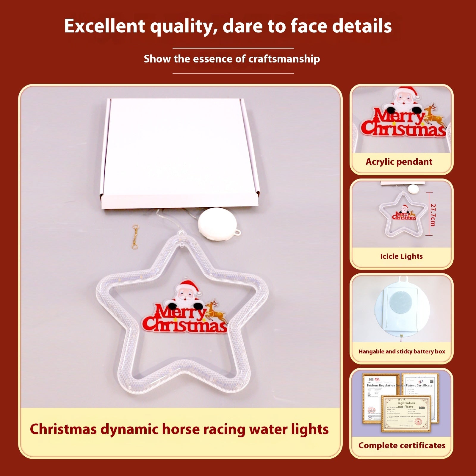 Christmas LED Star Pendant Window Door Lights