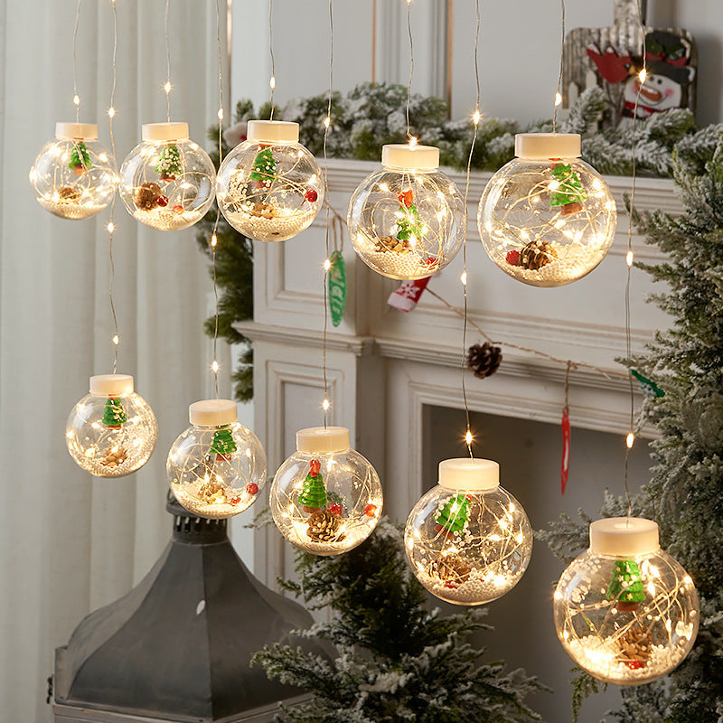 10-Piece LED Wishing Ball Christmas Curtain Lights