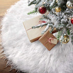 White Christmas Tree Skirt Plush Faux Fur Xmas Tree