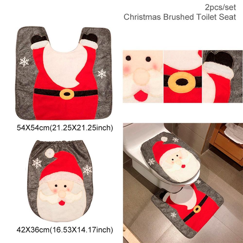Merry Christmas Bathroom Curtain Santa Claus Toilet Seat
