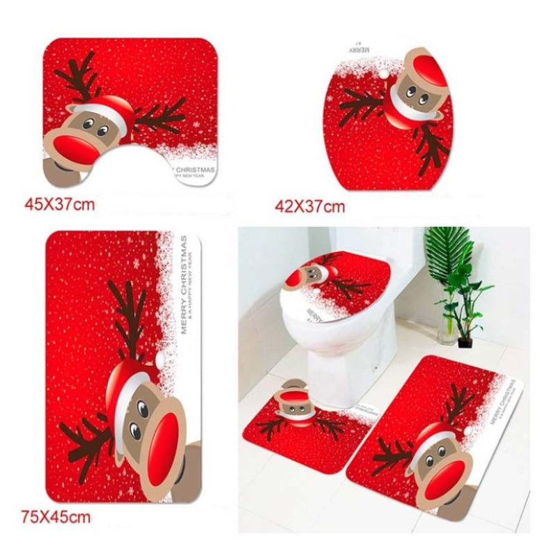 Merry Christmas Bathroom Curtain Santa Claus Toilet Seat
