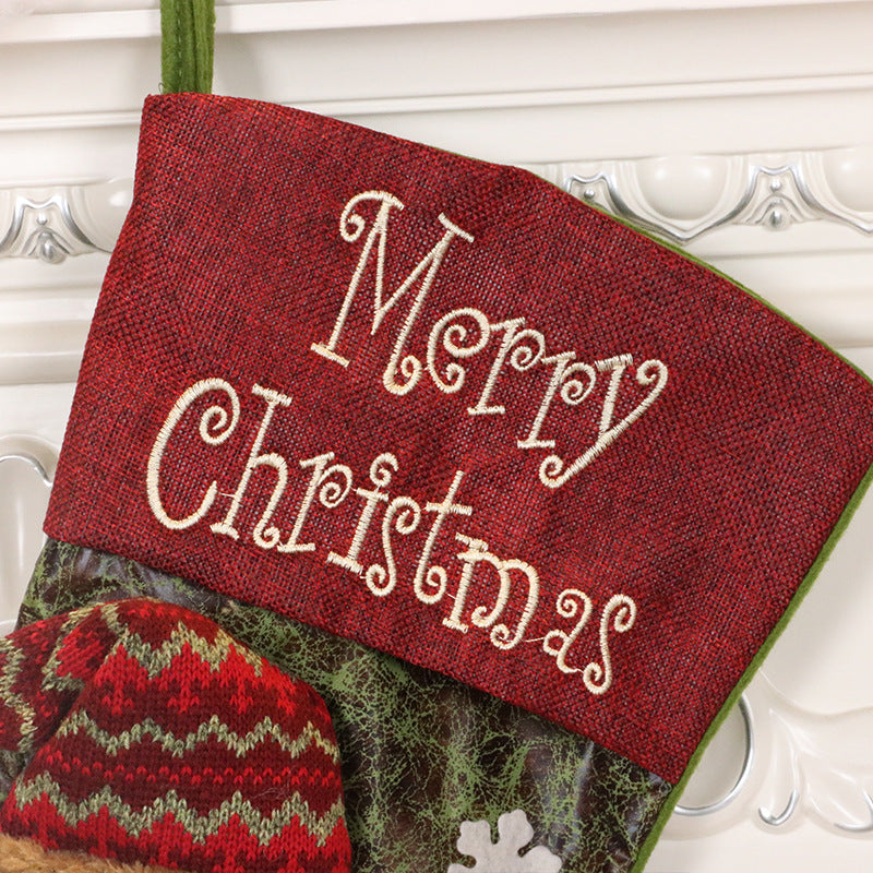 Red Pearl Oldman, Snowman Fireplace Decoration Christmas Stocking
