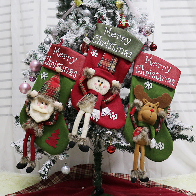 Green Red Oldman, Snowman, Elk Decoration Christmas Stocking