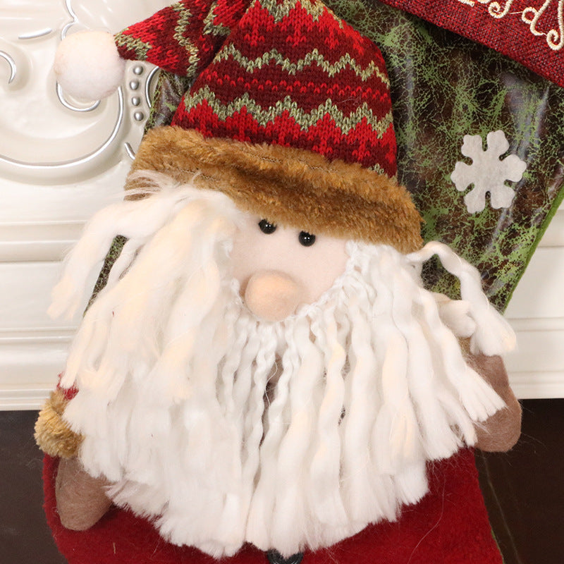 Red Pearl Oldman, Snowman Fireplace Decoration Christmas Stocking