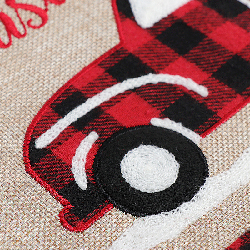 Christmas Tree Skirt - Car Themed Linen Base Decoration 77cm