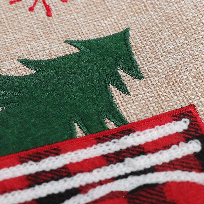 Christmas Tree Skirt - Car Themed Linen Base Decoration 77cm