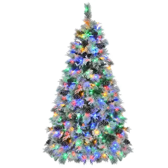 Pre-Lit Spruce Snow Flocked Artificial Christmas Tree 6'