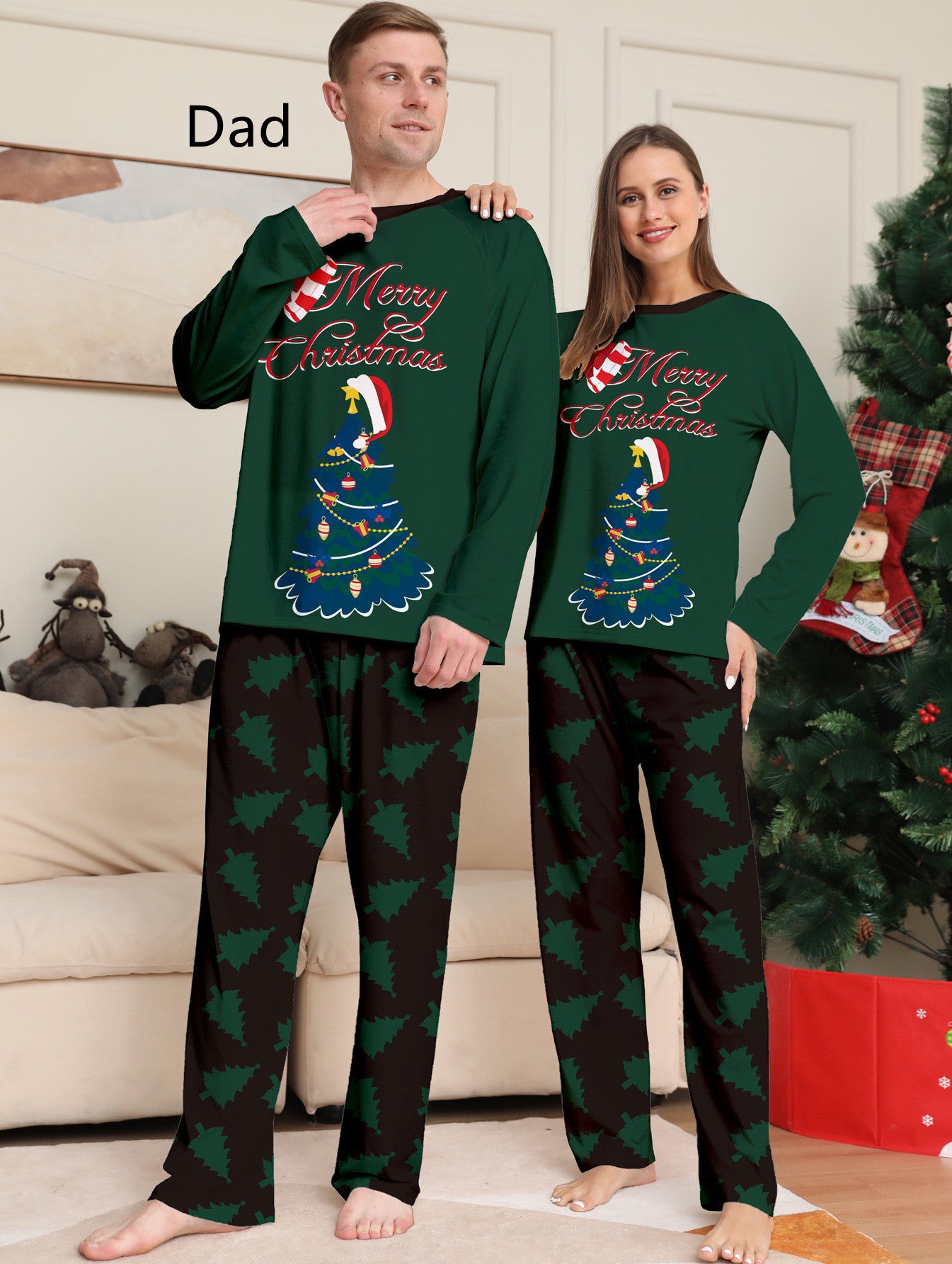 XmasTree Printed Long-sleeve Christmas Pajamas