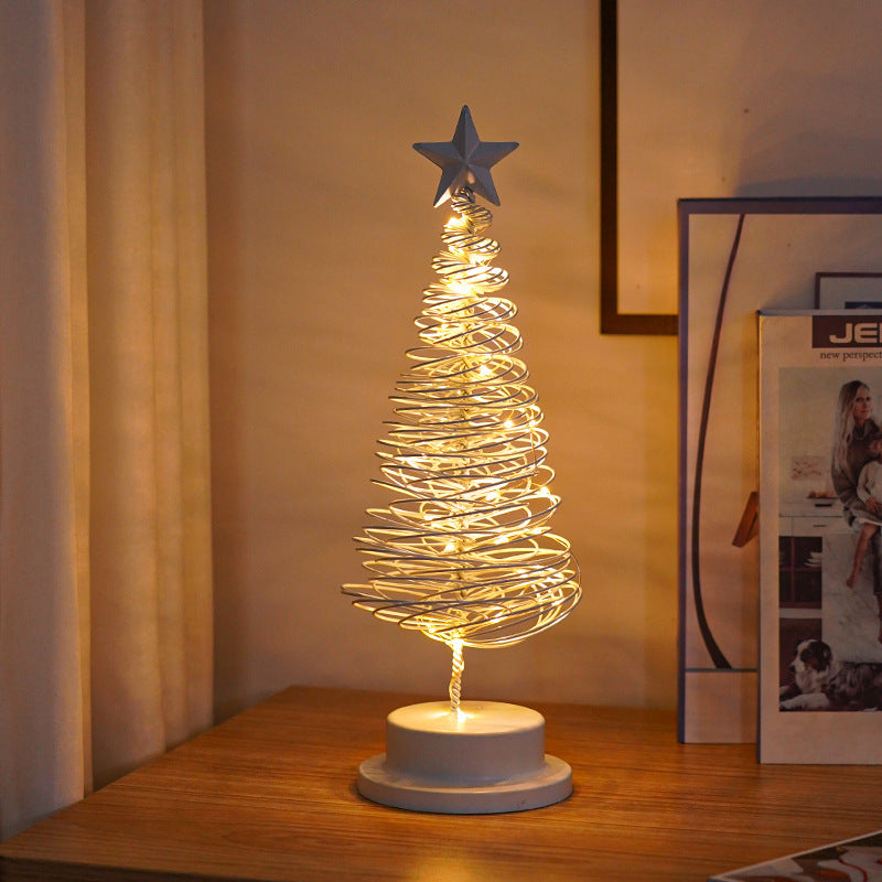 Decorative Wrought Spiral Christmas Tree LED Table Lamp