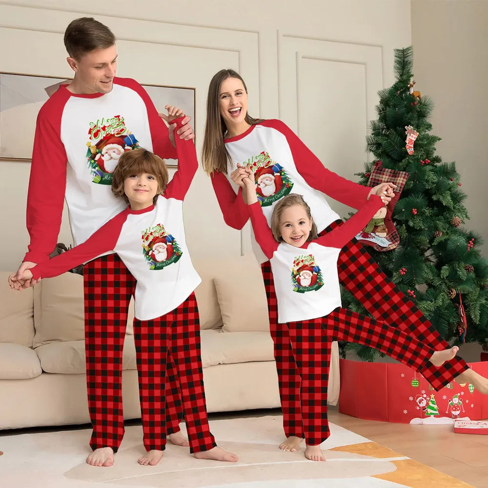 Red Plaid Christmas Pajamas Long Sleeve T-Shirt