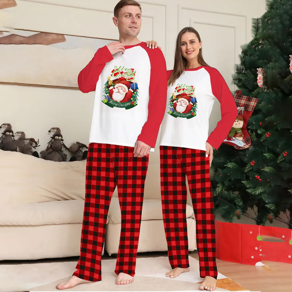 Red Plaid Christmas Pajamas Long Sleeve T-Shirt