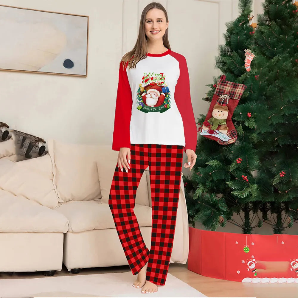 Red Plaid Christmas Pajamas Long Sleeve T-Shirt
