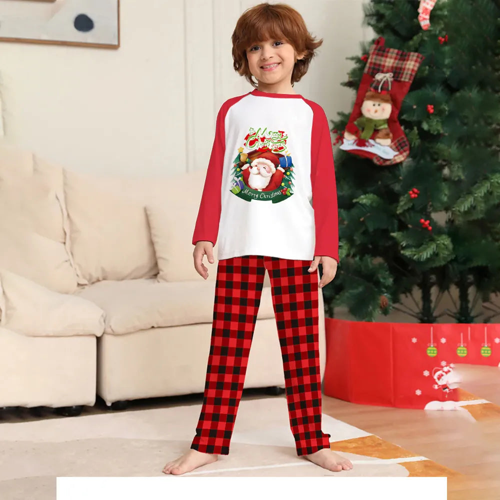 Red Plaid Christmas Pajamas Long Sleeve T-Shirt