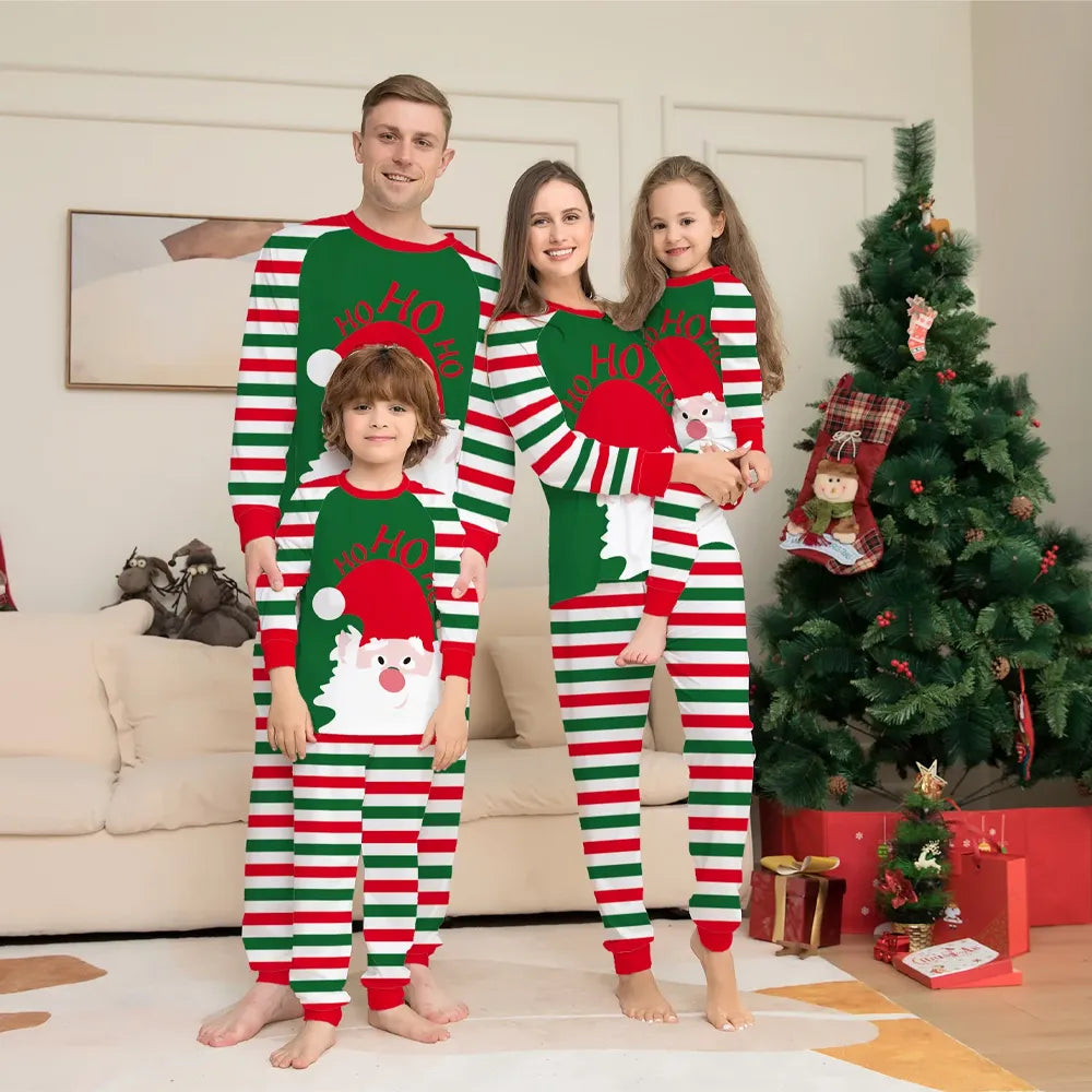 Family Christmas Pajamas Matching Sets Red Stripe, Long Sleeve