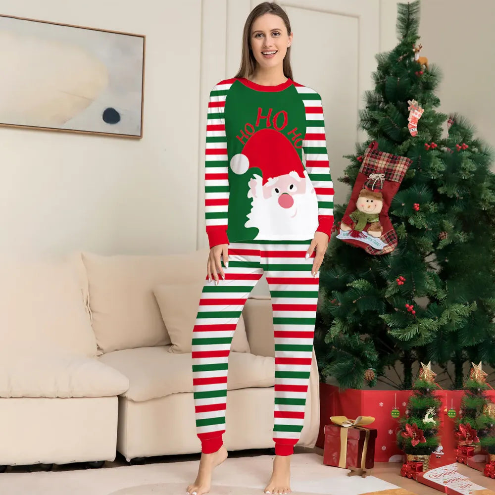 Family Christmas Pajamas Matching Sets Red Stripe, Long Sleeve