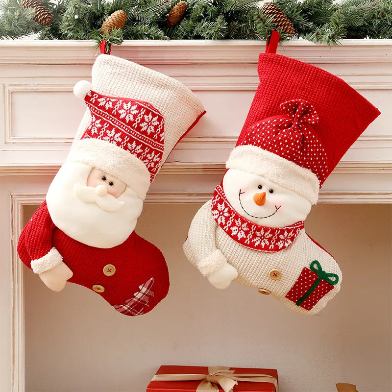 Santa Claus & Snowman Fireplace Decoration Christmas Stocking