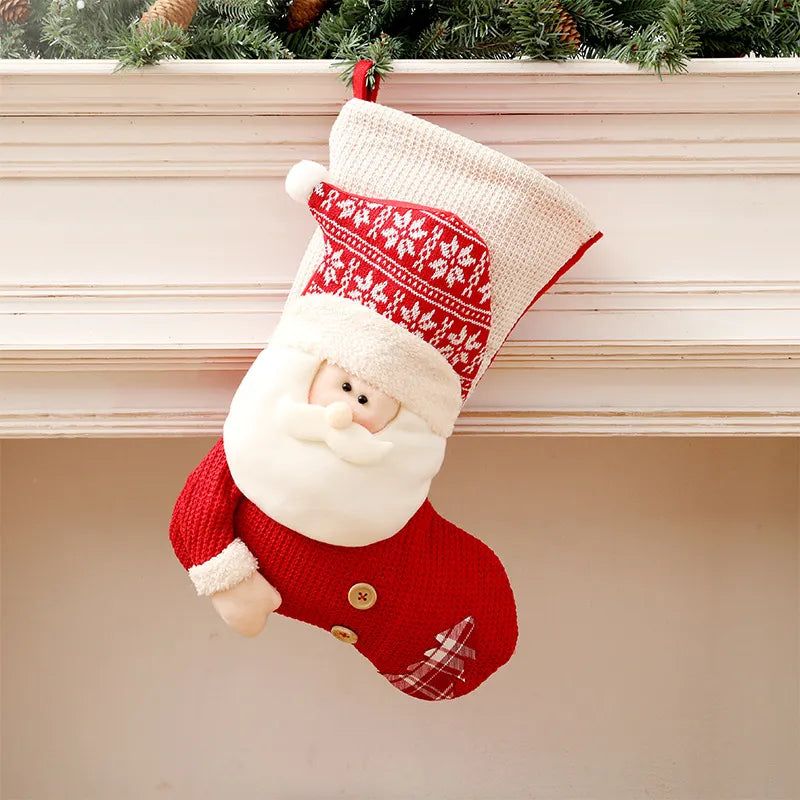 Santa Claus & Snowman Fireplace Decoration Christmas Stocking