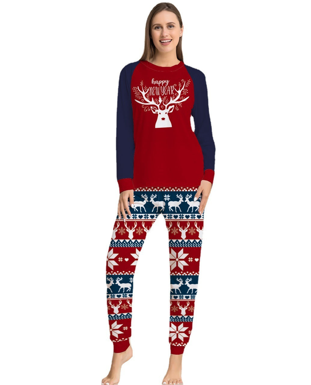 Color Matching Elk Christmas Wear Homewear Pajamas