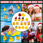 24 Days Countdown Christmas Advent Calendar Set Funny Ducks Bath Toy