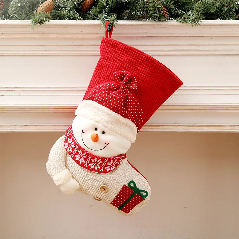 Santa Claus & Snowman Fireplace Decoration Christmas Stocking