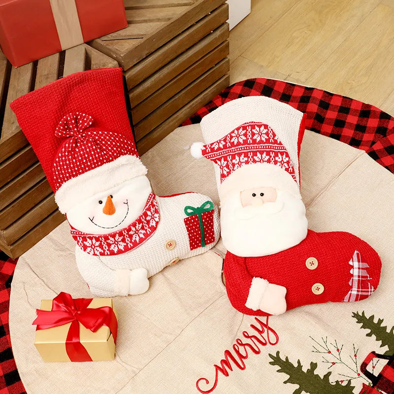 Santa Claus & Snowman Fireplace Decoration Christmas Stocking