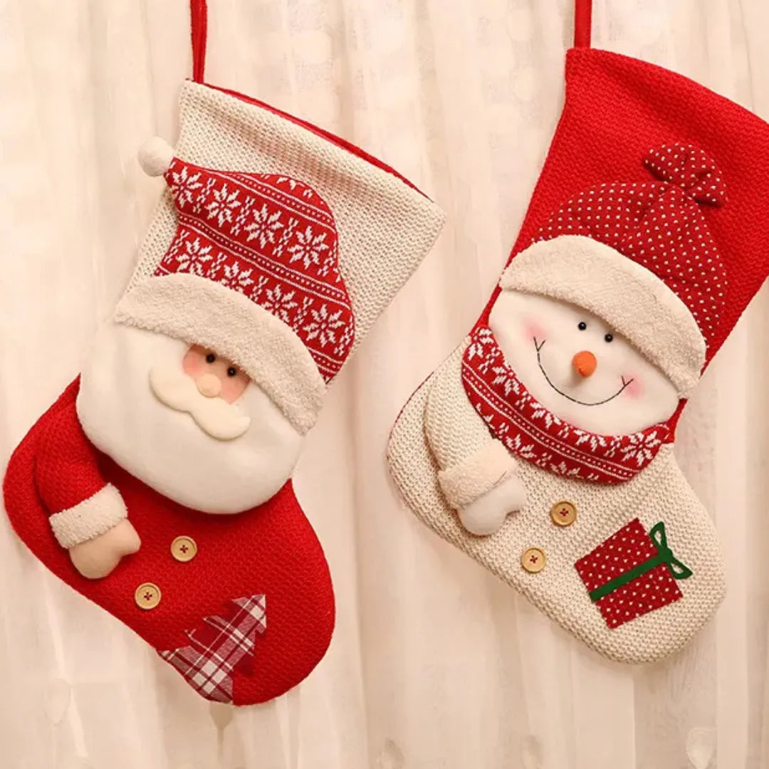 Santa Claus & Snowman Fireplace Decoration Christmas Stocking