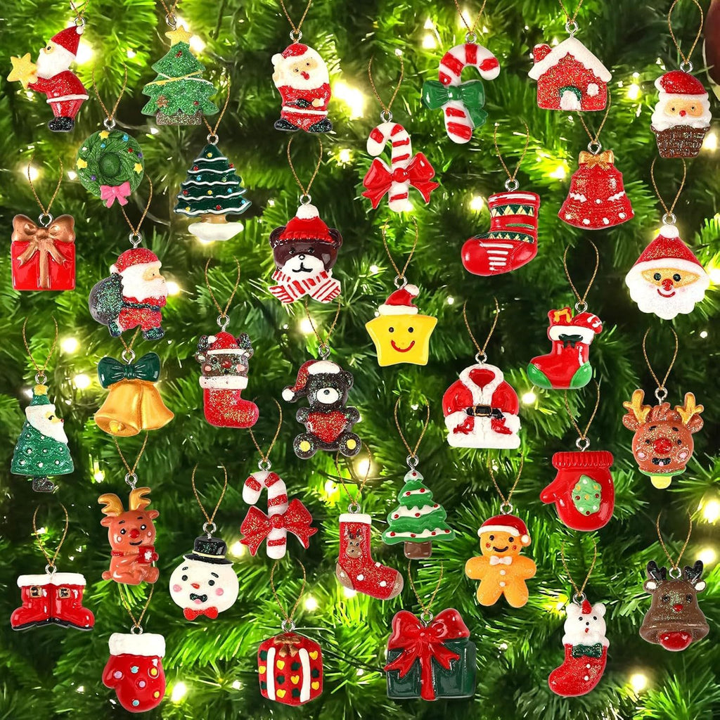 36PCS Mini Resin Christmas Ornaments Tiny Christmas