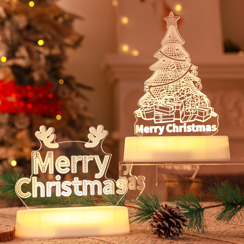 3D Acrylic LED Night Light Ornament for Christmas Decoration