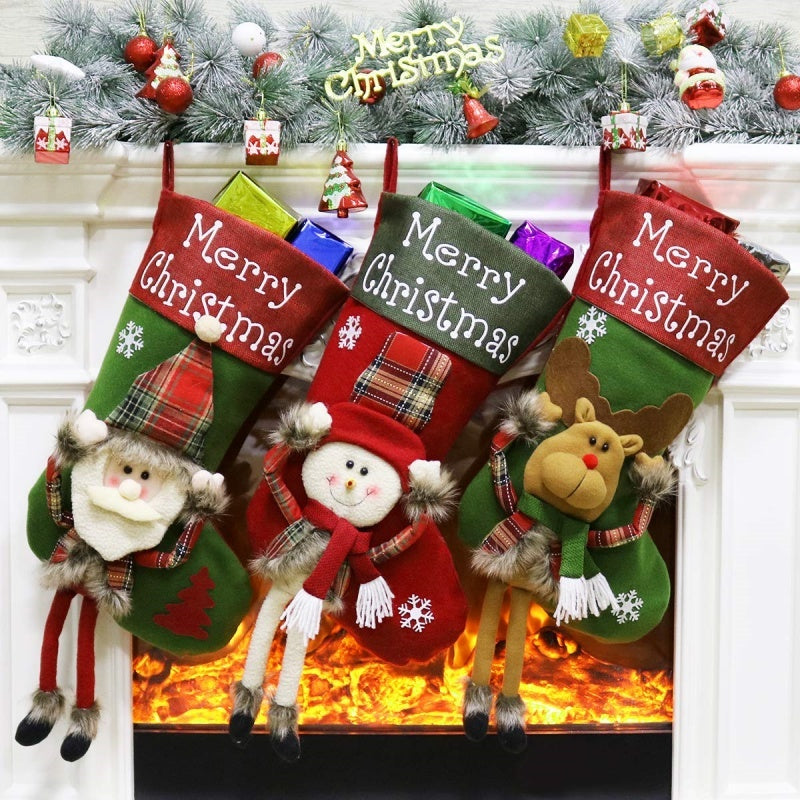 Green Red Oldman, Snowman, Elk Decoration Christmas Stocking
