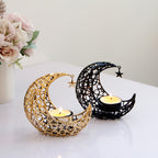 Light Luxury Crescent Moon Star Moon Black Gold Metal Candle