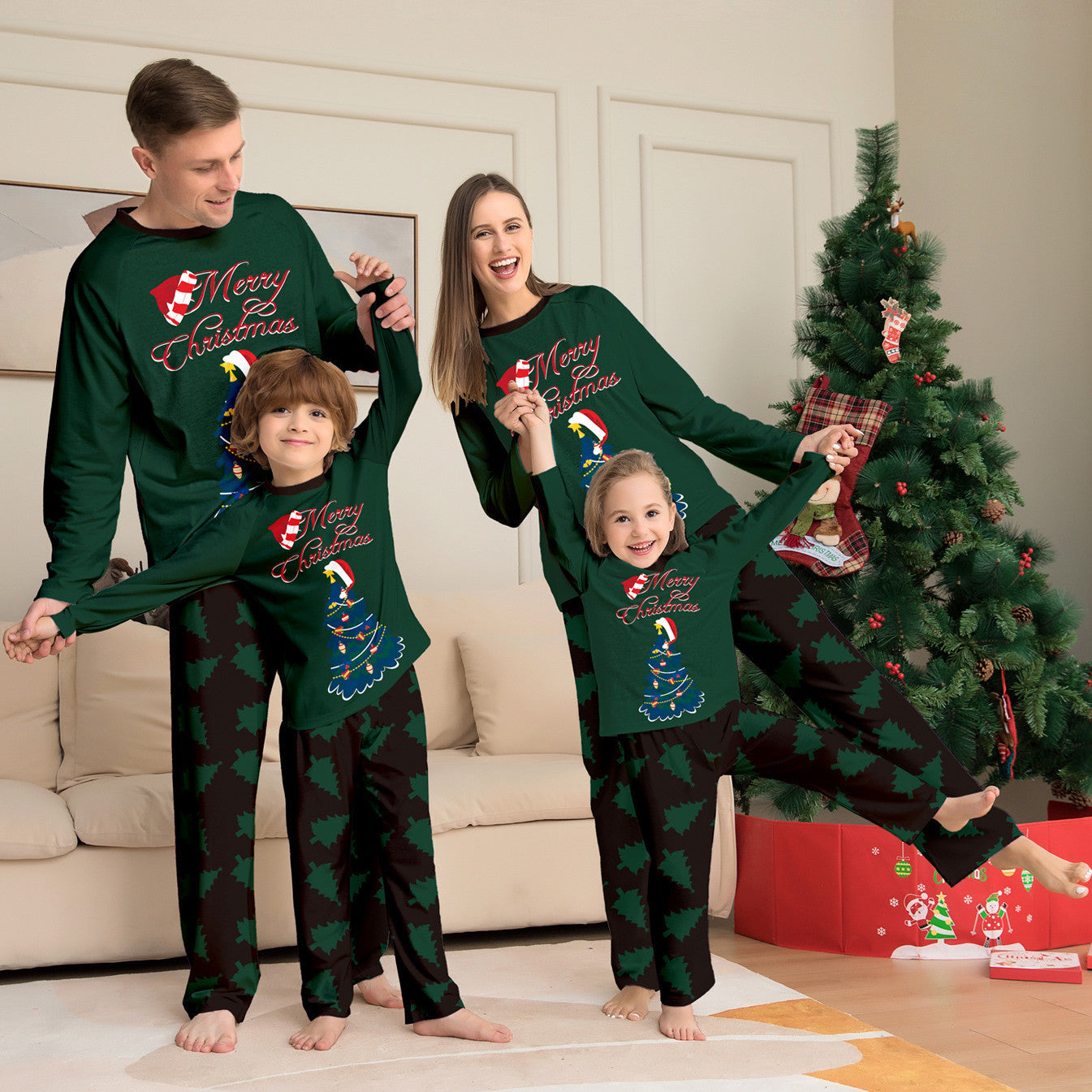 XmasTree Printed Long-sleeve Christmas Pajamas