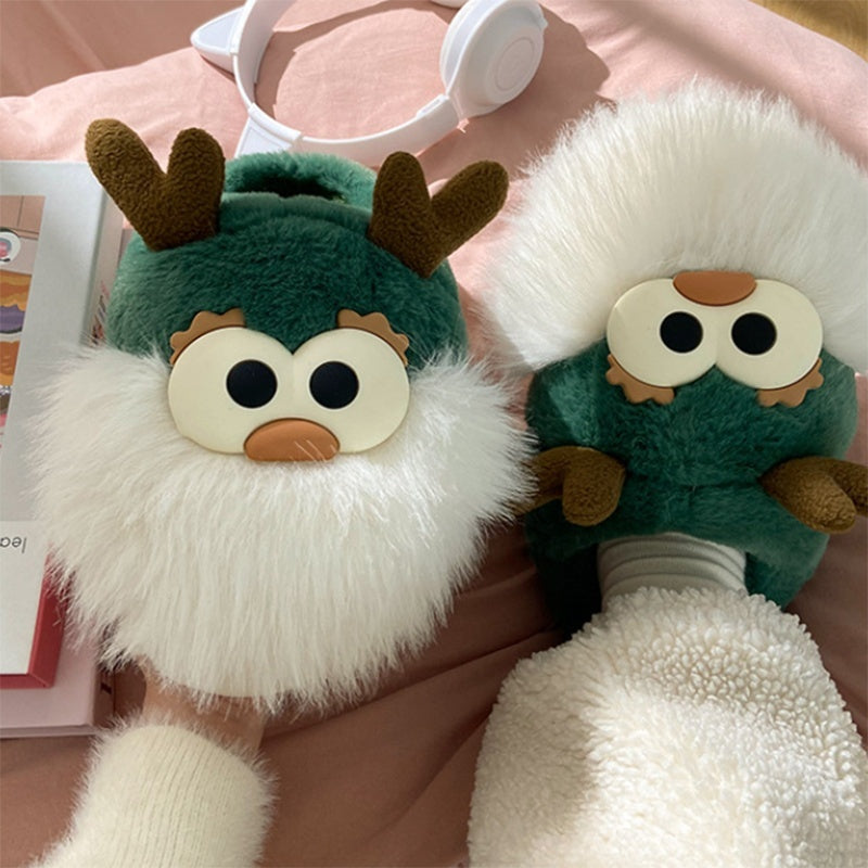 Cute Cartoon Christmas Deer Cotton Shoes Winter