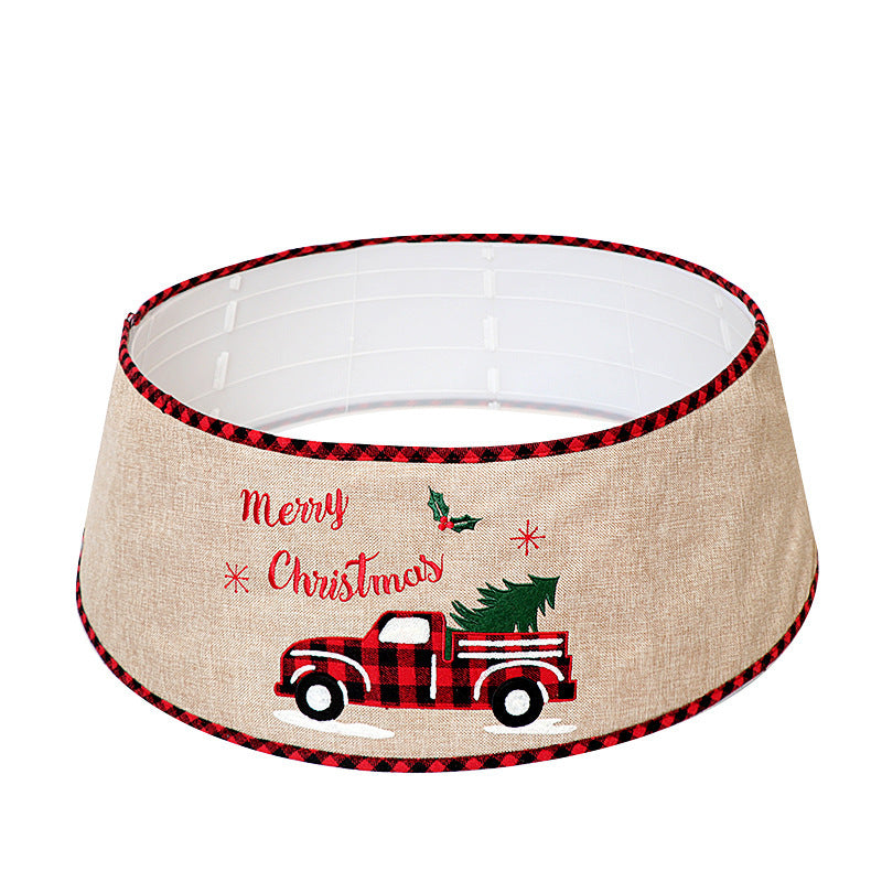 Christmas Tree Skirt - Car Themed Linen Base Decoration 77cm