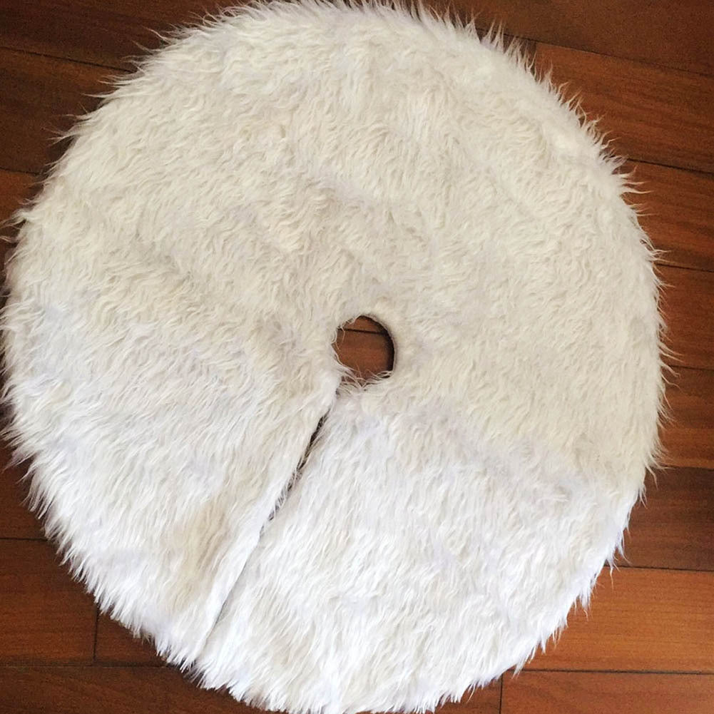 Christmas Plush Tree Skirt - White Elegant Holiday Decor