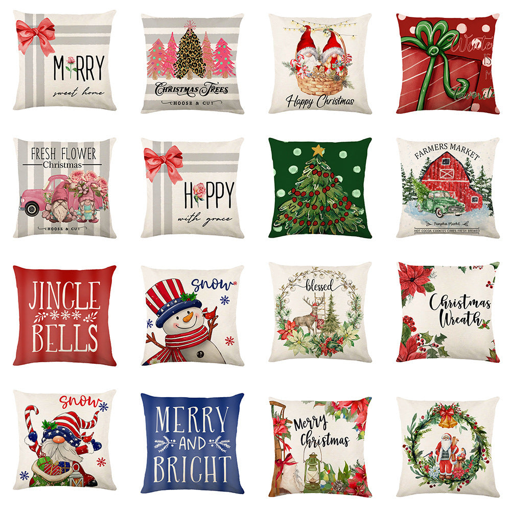 Christmas Decorations Square Pillow Covers Sofa