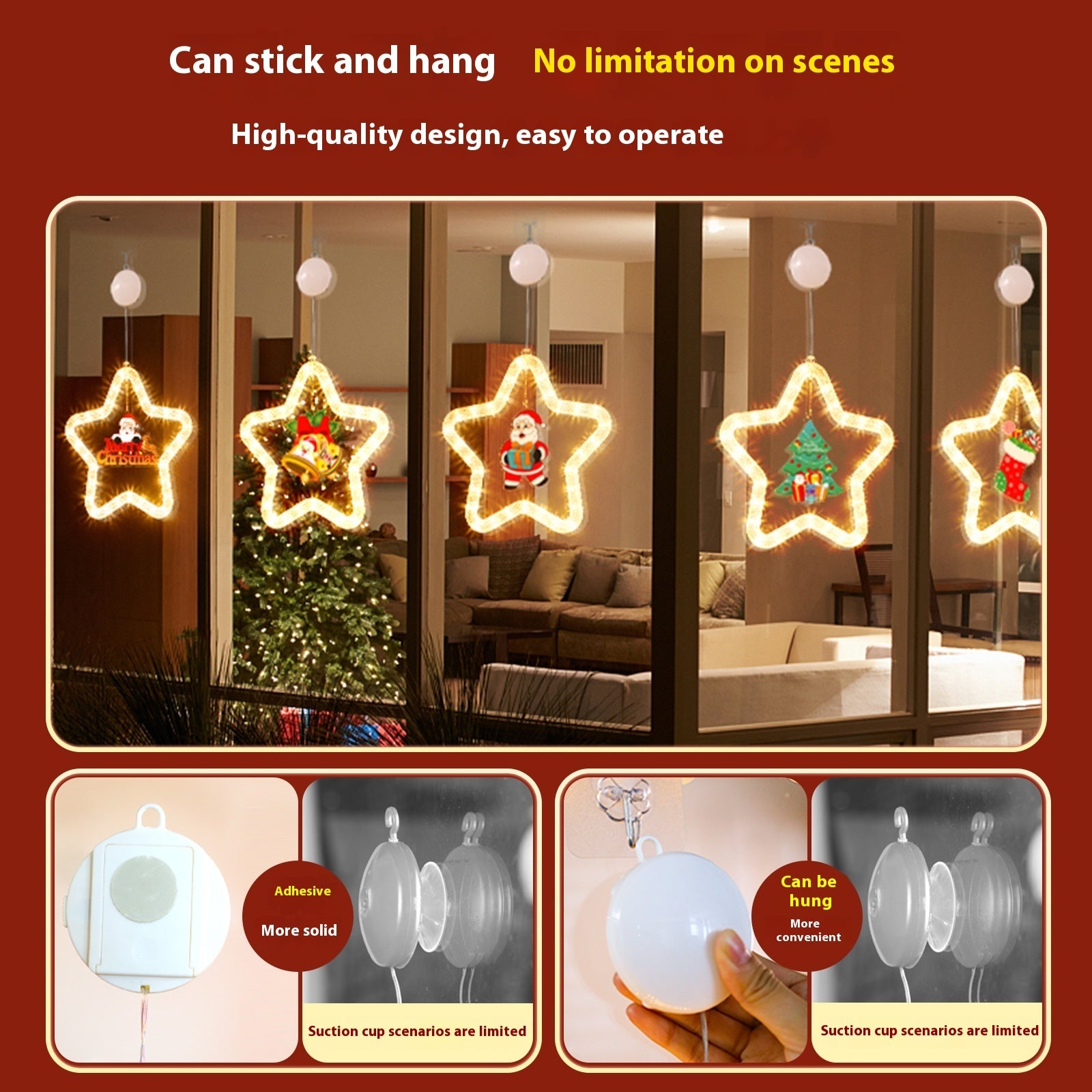 Christmas LED Star Pendant Window Door Lights