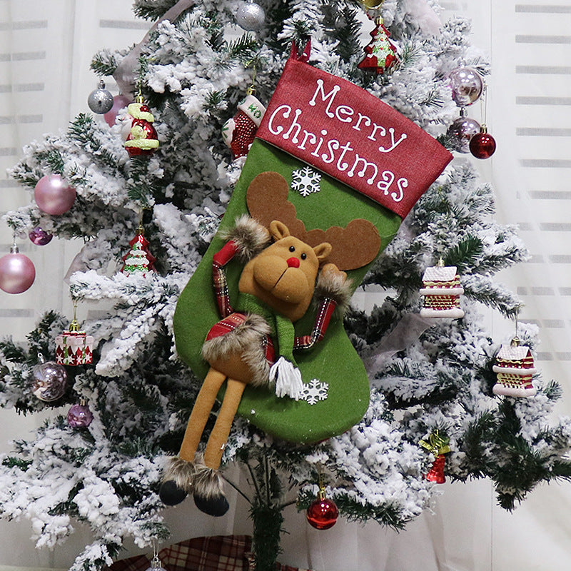 Green Red Oldman, Snowman, Elk Decoration Christmas Stocking