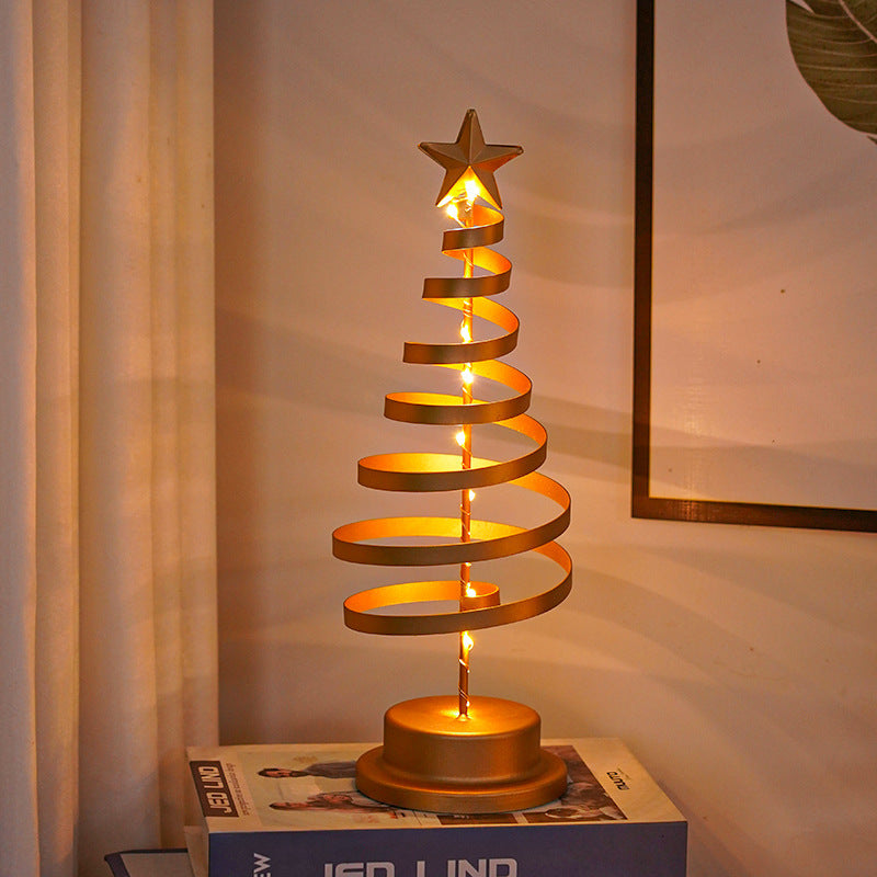 Decorative Wrought Spiral Christmas Tree LED Table Lamp