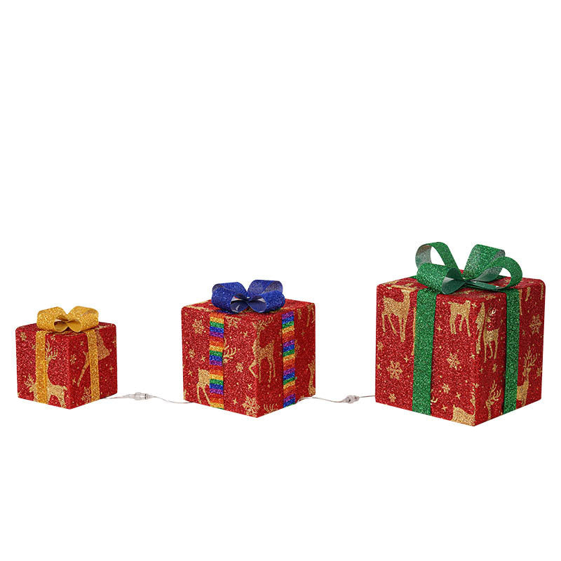 Lighted Up Outdoor Christmas Decorations Gift Box