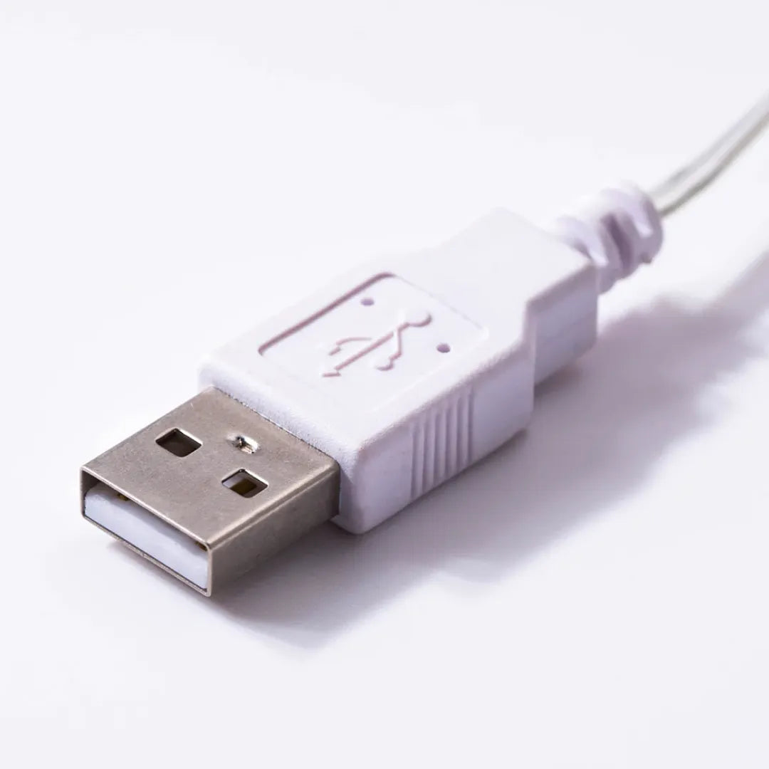 Close-up of a product USB cable on a white background
